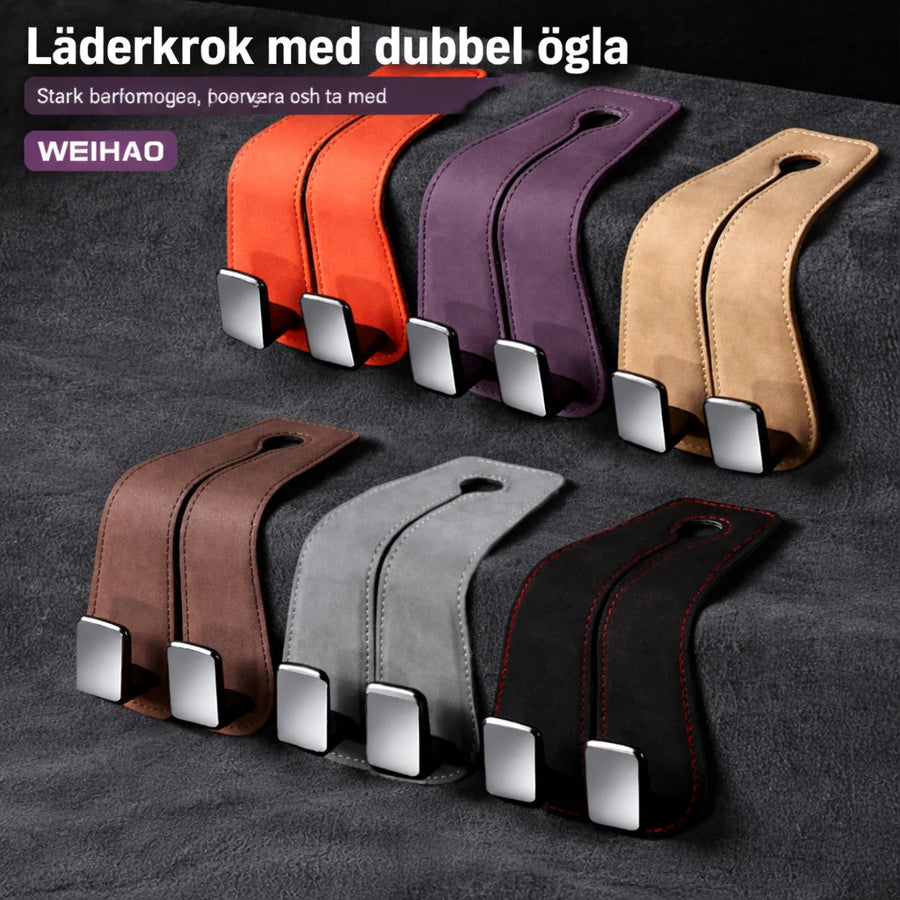Dubbel nackstödskrok med mobilhållare för bil