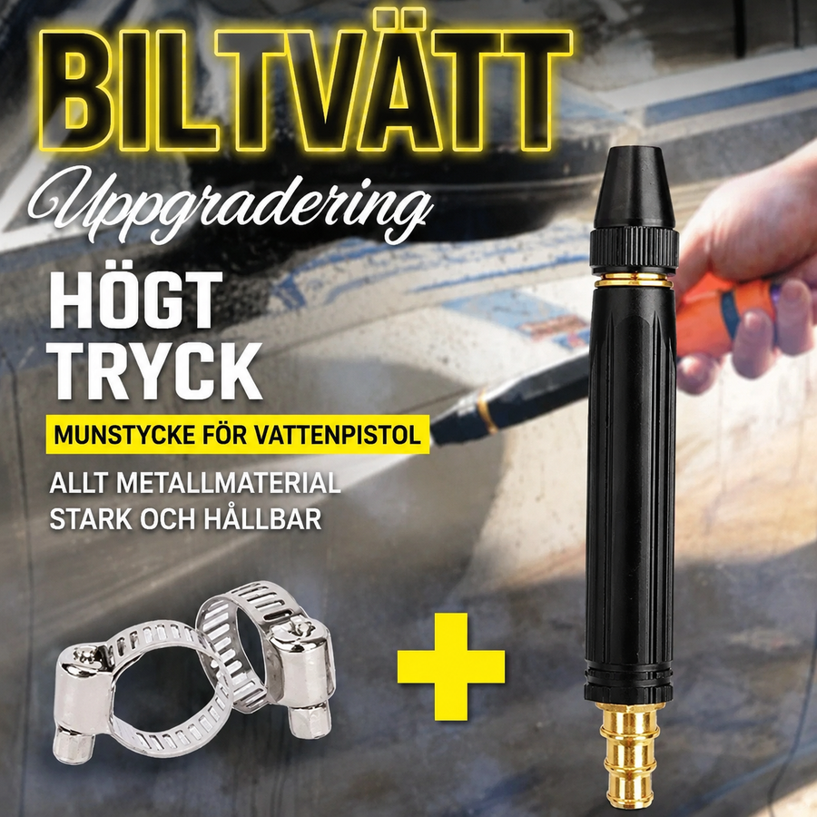 Högtrycksmunstycke i metall för biltvätt och trädgårdsslang
