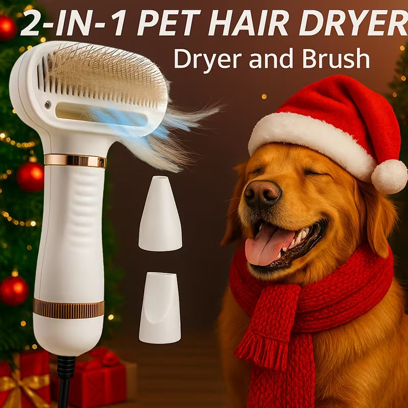 2-In-1 Pet Hair Dryer Featuring a Self-Cleaning Slicker Brush