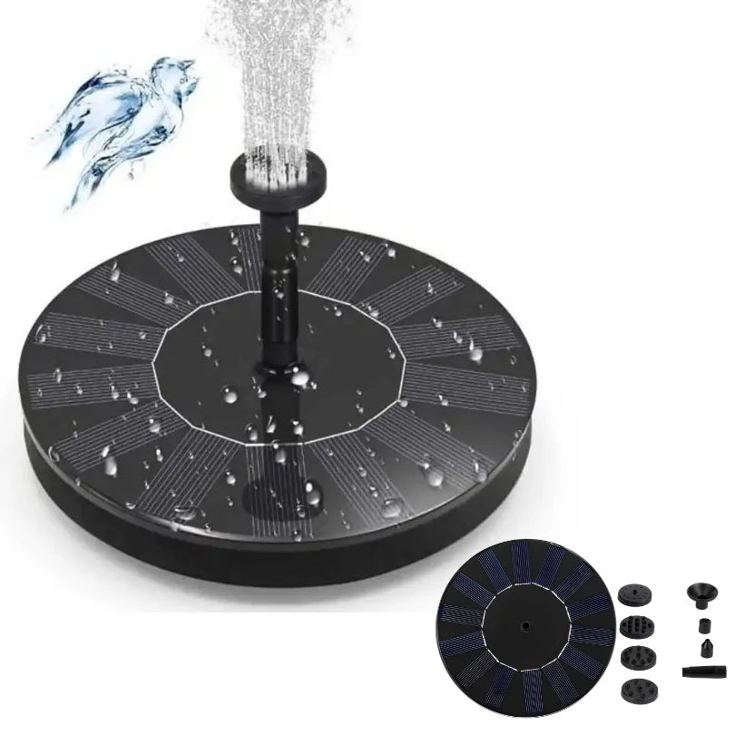 Solcellsdriven flytande fontänpump för damm och fågelbad