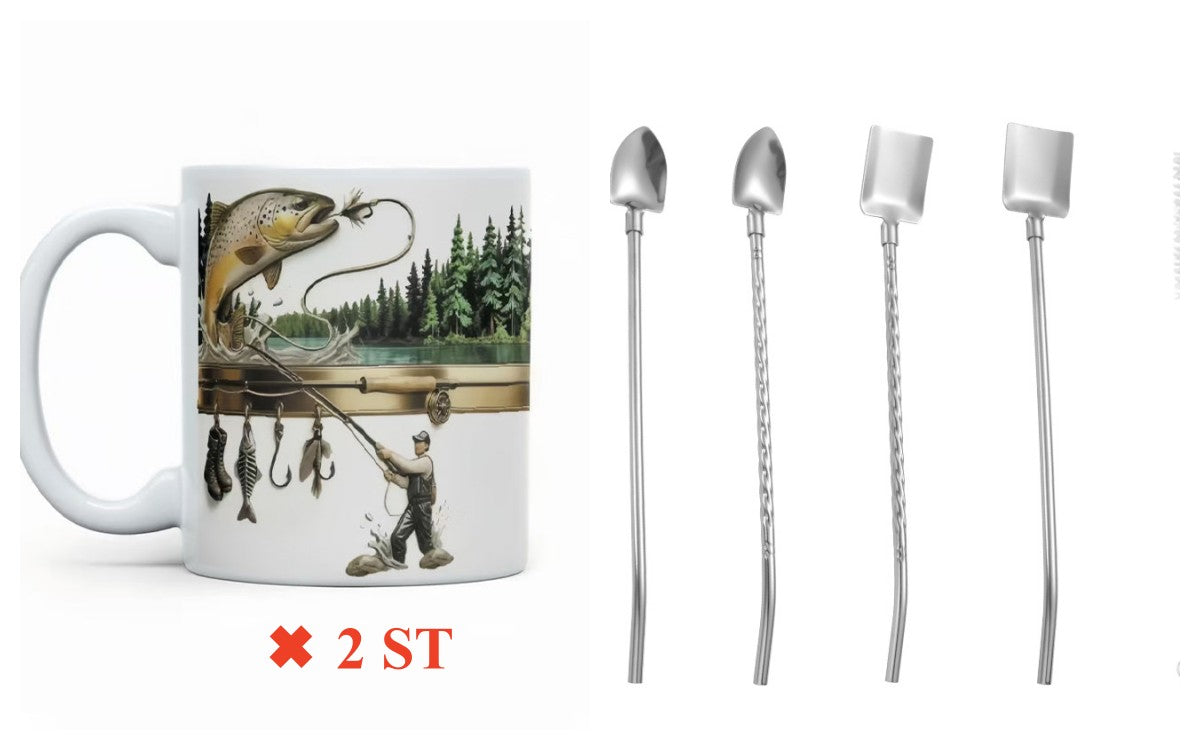 Keramisk kaffemugg med fisktema