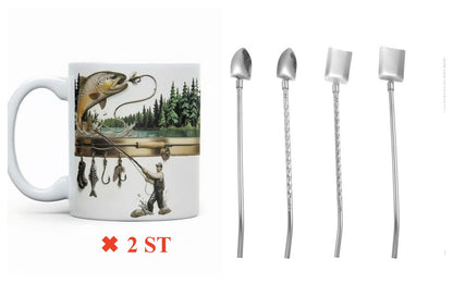 Keramisk kaffemugg med fisktema