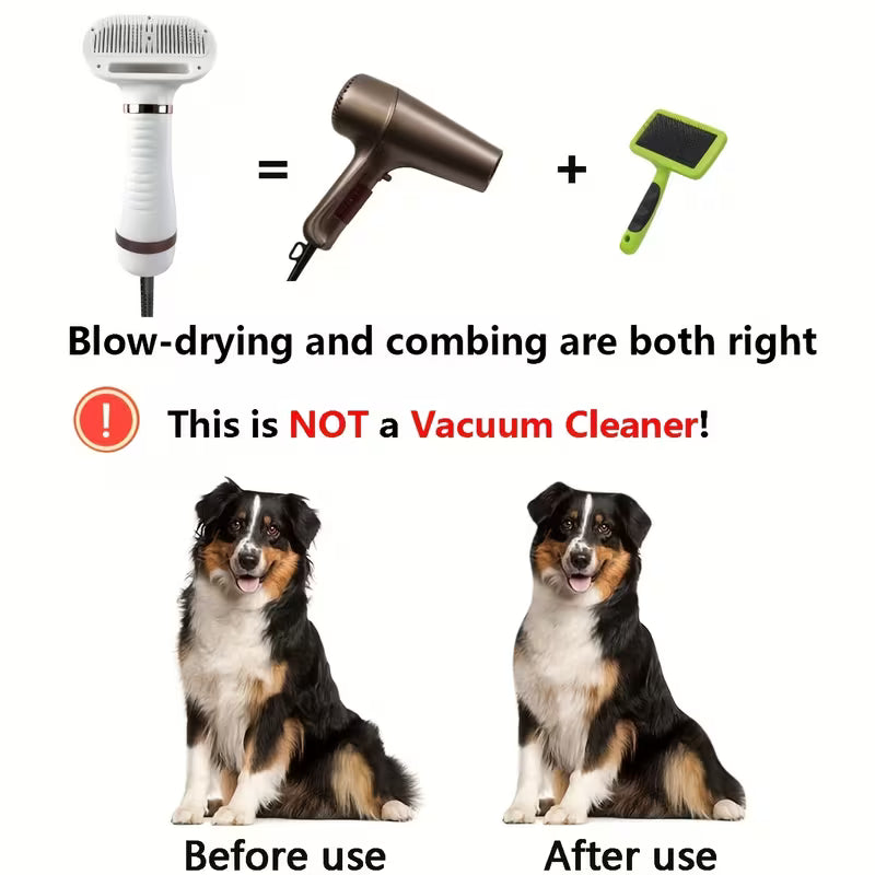 2-In-1 Pet Hair Dryer Featuring a Self-Cleaning Slicker Brush