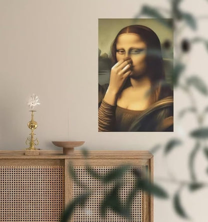 Mona Lisa på canvas – håller för näsan (Utan ram)