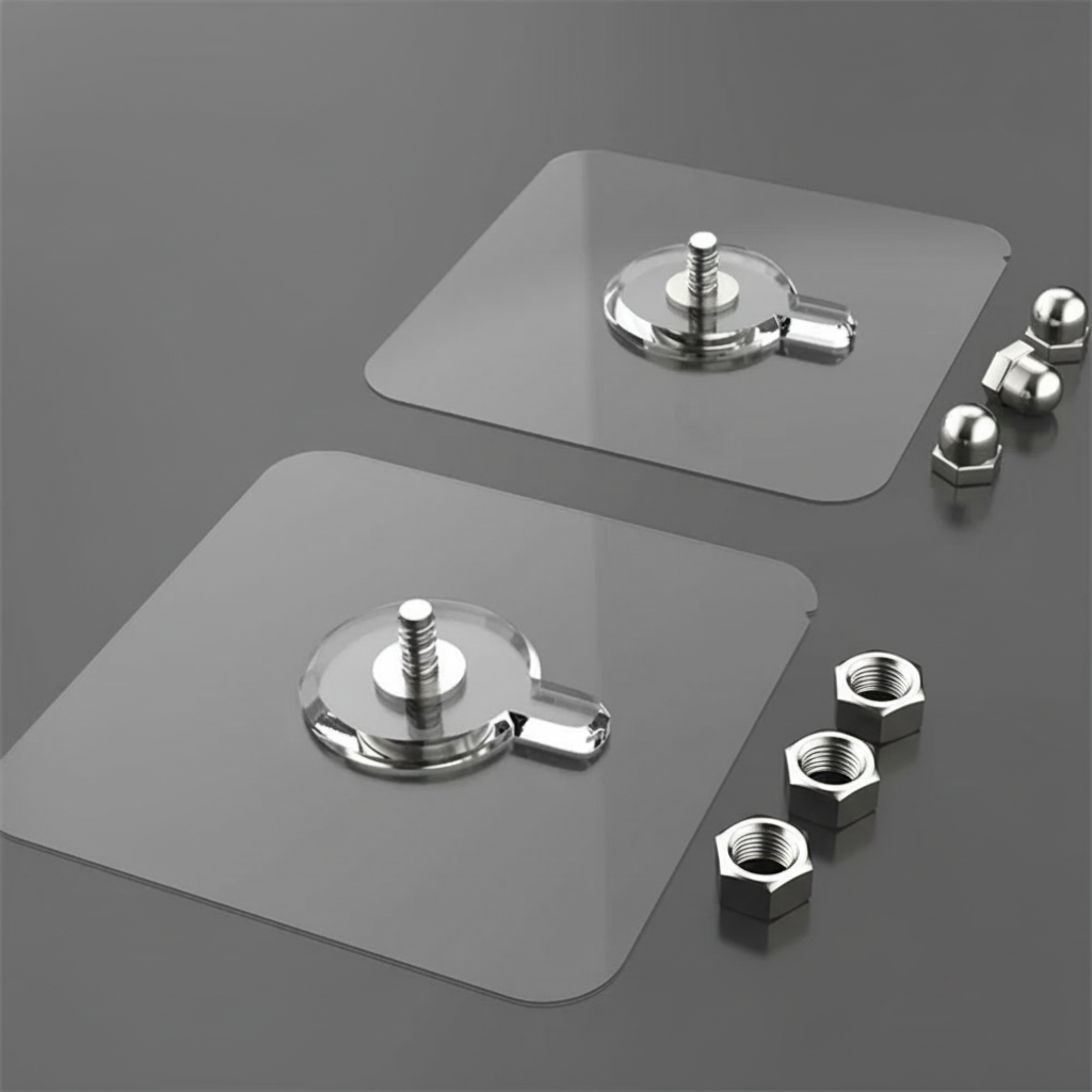 GlideHold® TransparentHook: Extra Stark Genomskinlig Väggkrok - Utan Borrning