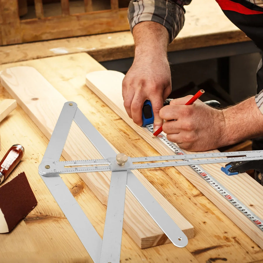 Justerbar vinkelmätare och precisionslinjal 45 cm