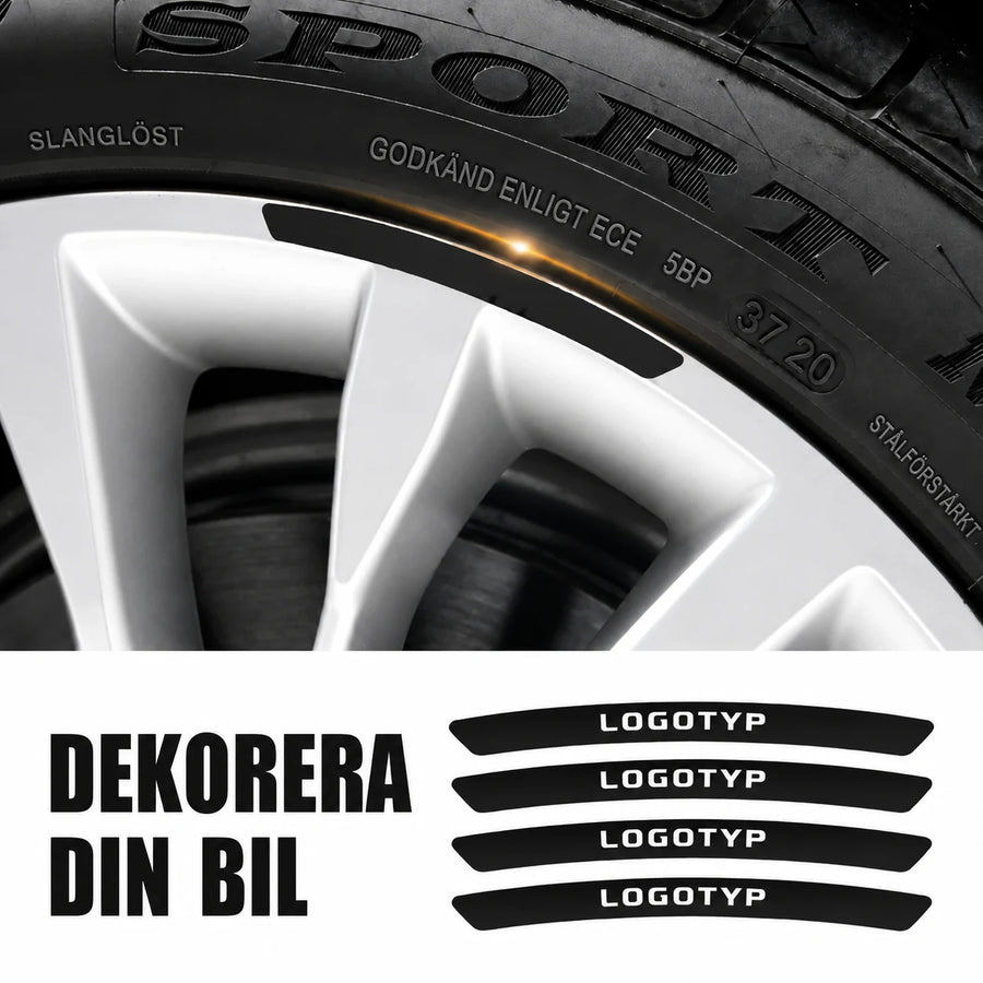Självhäftande fälgdekaler med billogotyp – 2 set