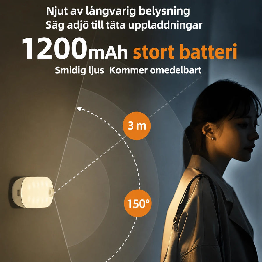 Nattlampa med rörelse- och ljussensor
