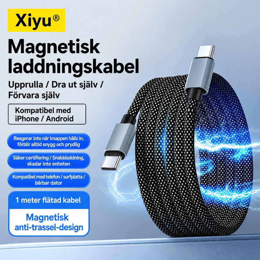 Magnetisk flätad ladd- och datakabel 1 m