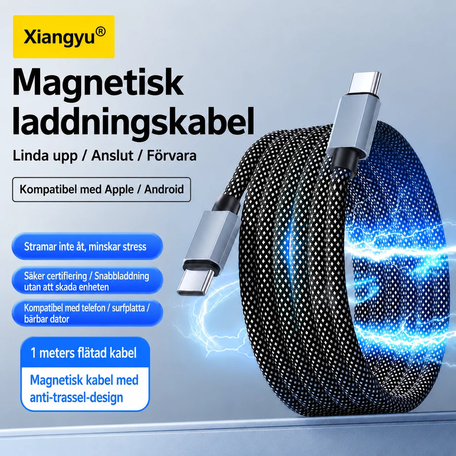 Magnetisk flätad ladd- och datakabel 1 m