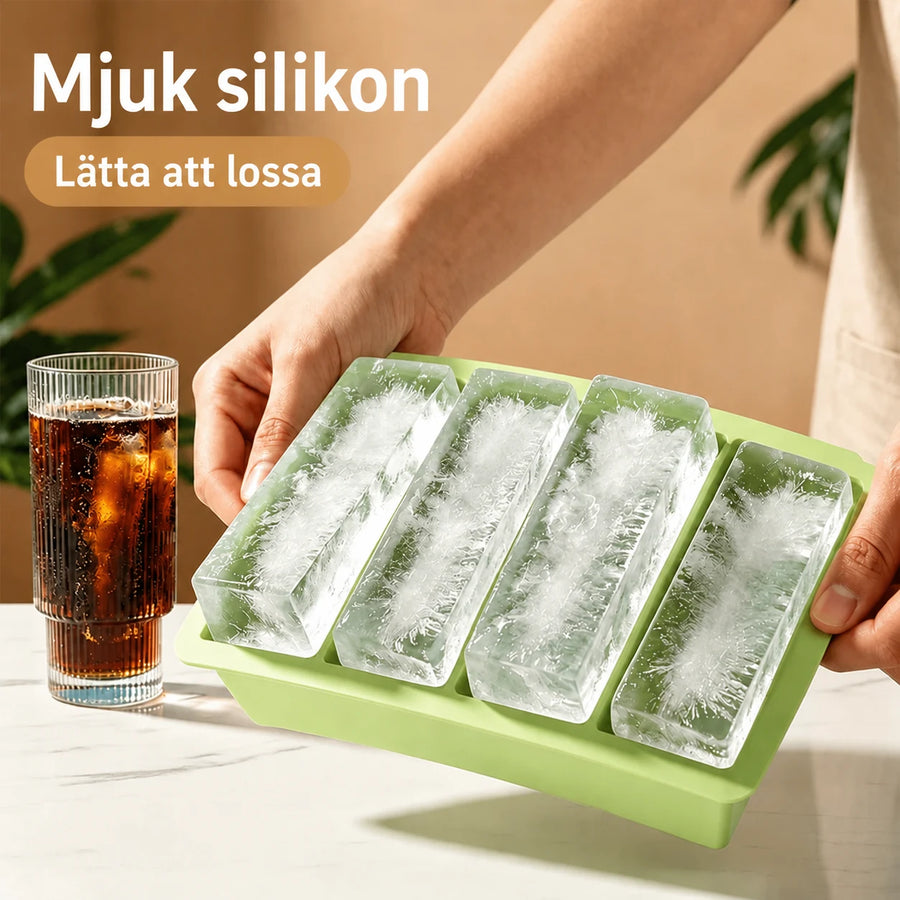 Isform i silikon för långa isstavar