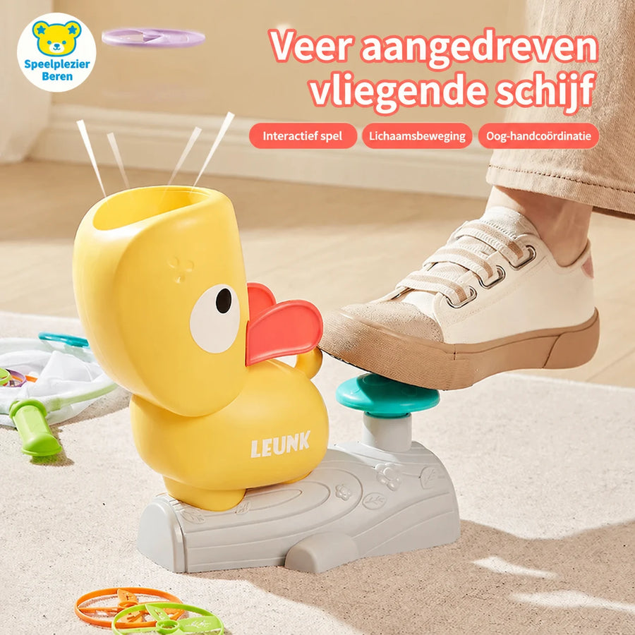 Flygande skivspel för barn med avfyrare