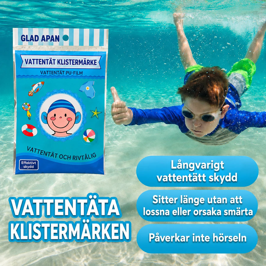 Vattentäta öronplåster för dusch och bad