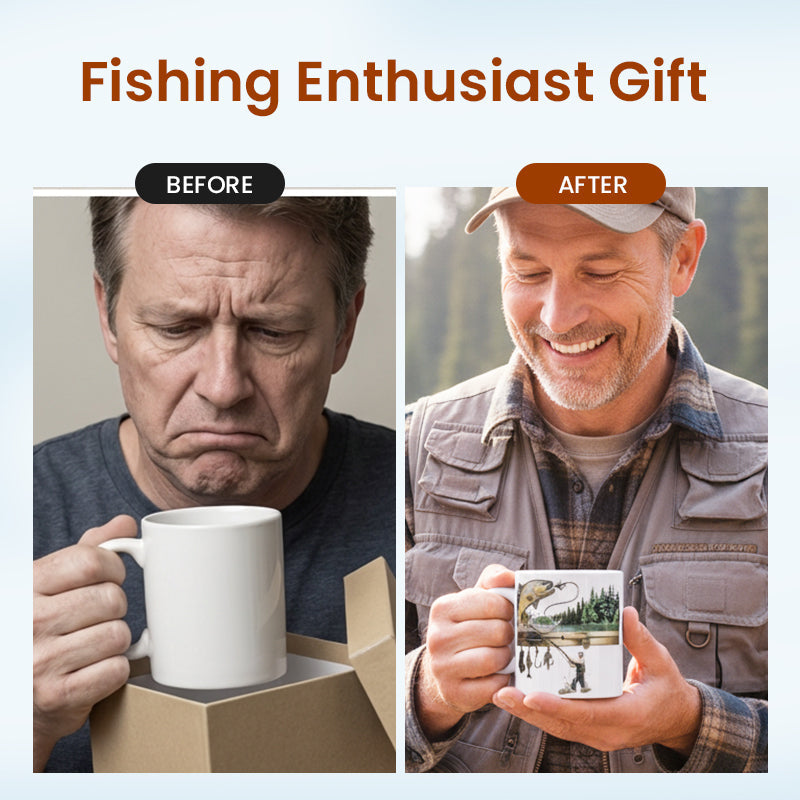 Keramisk kaffemugg med fisktema