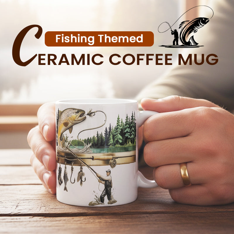 Keramisk kaffemugg med fisktema
