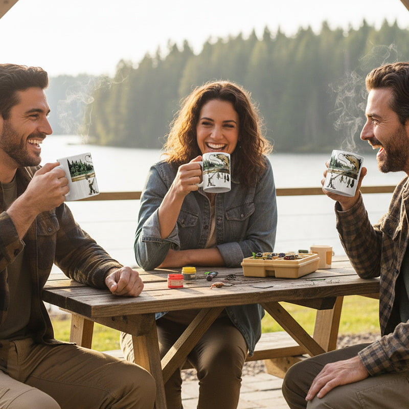 Keramisk kaffemugg med fisktema