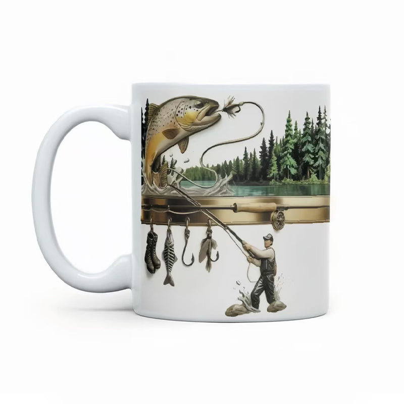 Keramisk kaffemugg med fisktema