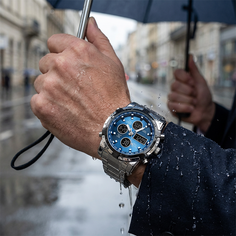 💦⏰ Herrklockor – Vattentäta Militärstil (Analog-Digital)